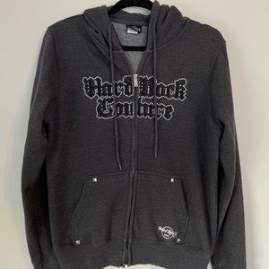 Hard Rock Cafe Zip up Hoodie with Bedazzle